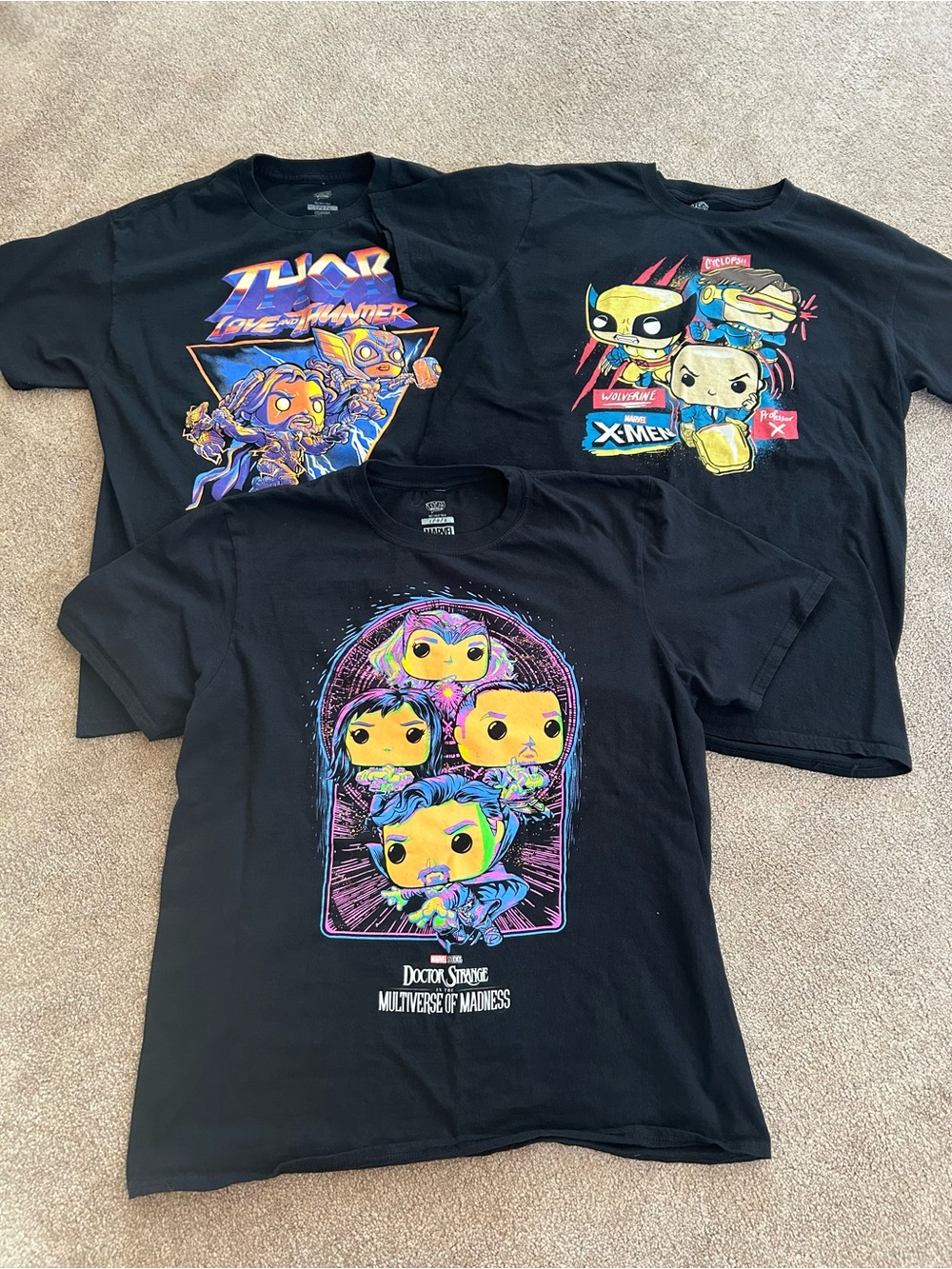 Funko Black Tee with Neon Multicolor Doctor Strange Pop Funko Characters